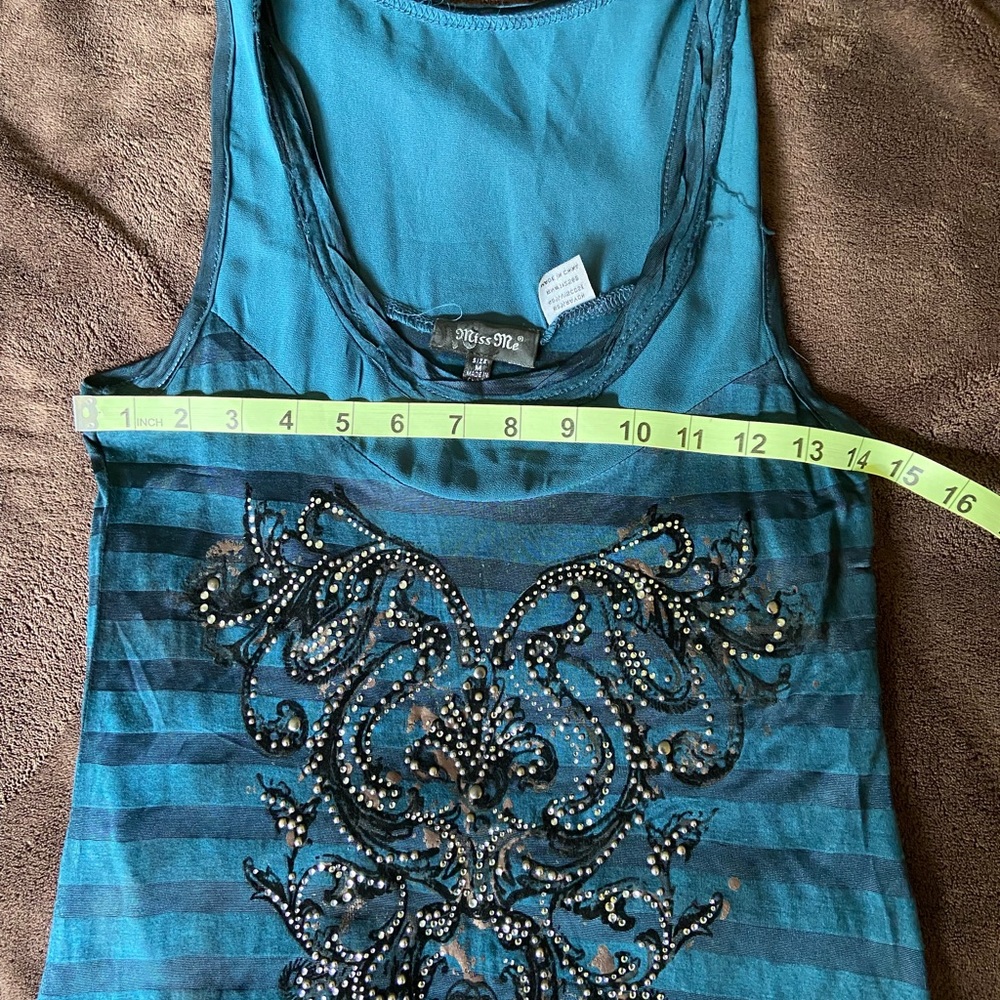 Miss Me Sheer Teal Tank - Picture 7 of 9